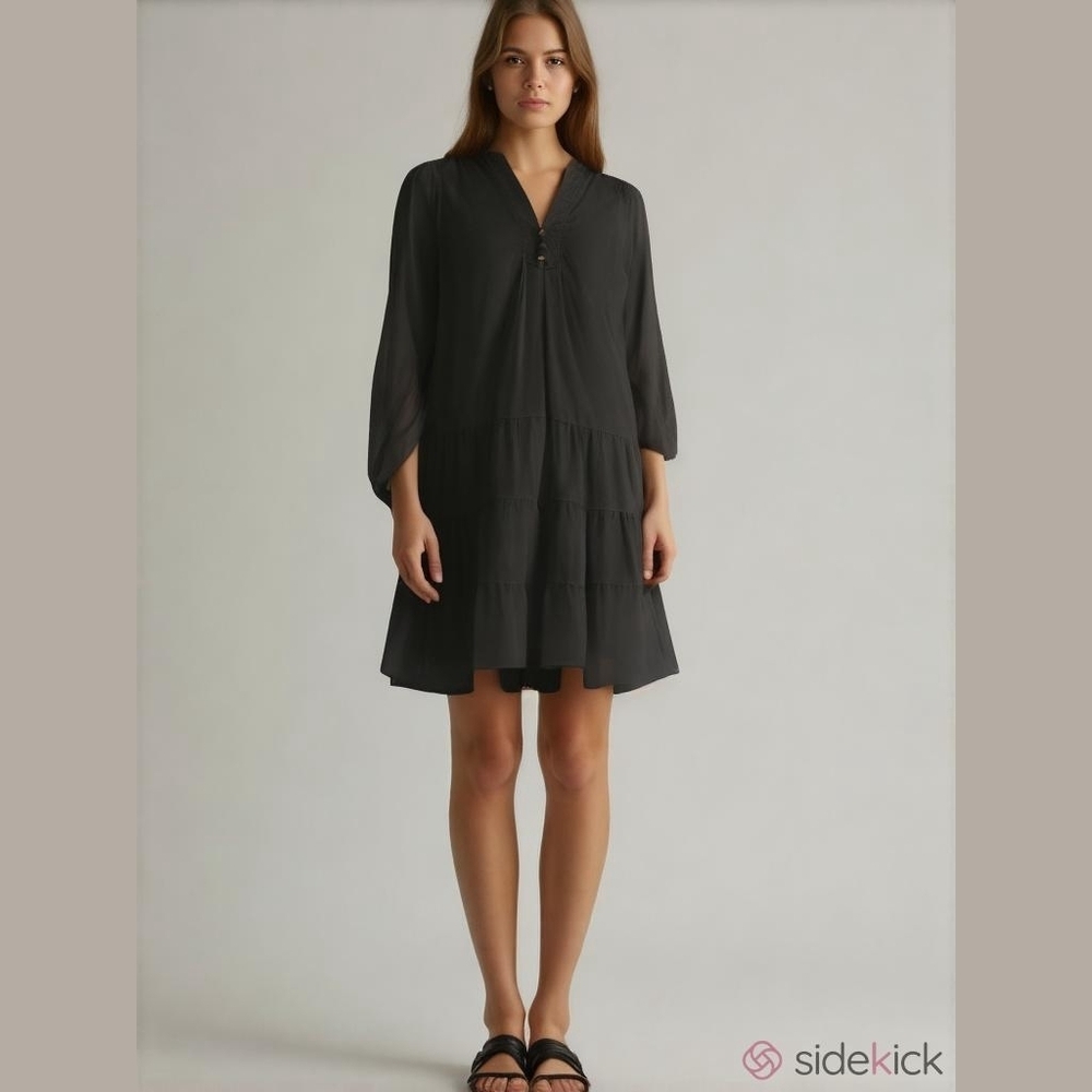 Time and Tru Cordoroy Dress M Bell Sleeves Layered Cowgirl Prairie Whimsigoth